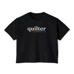 Quilter Rainbow Delight Women's Boxy Tee, Relaxed Fit T-Shirt for Quilters Black
