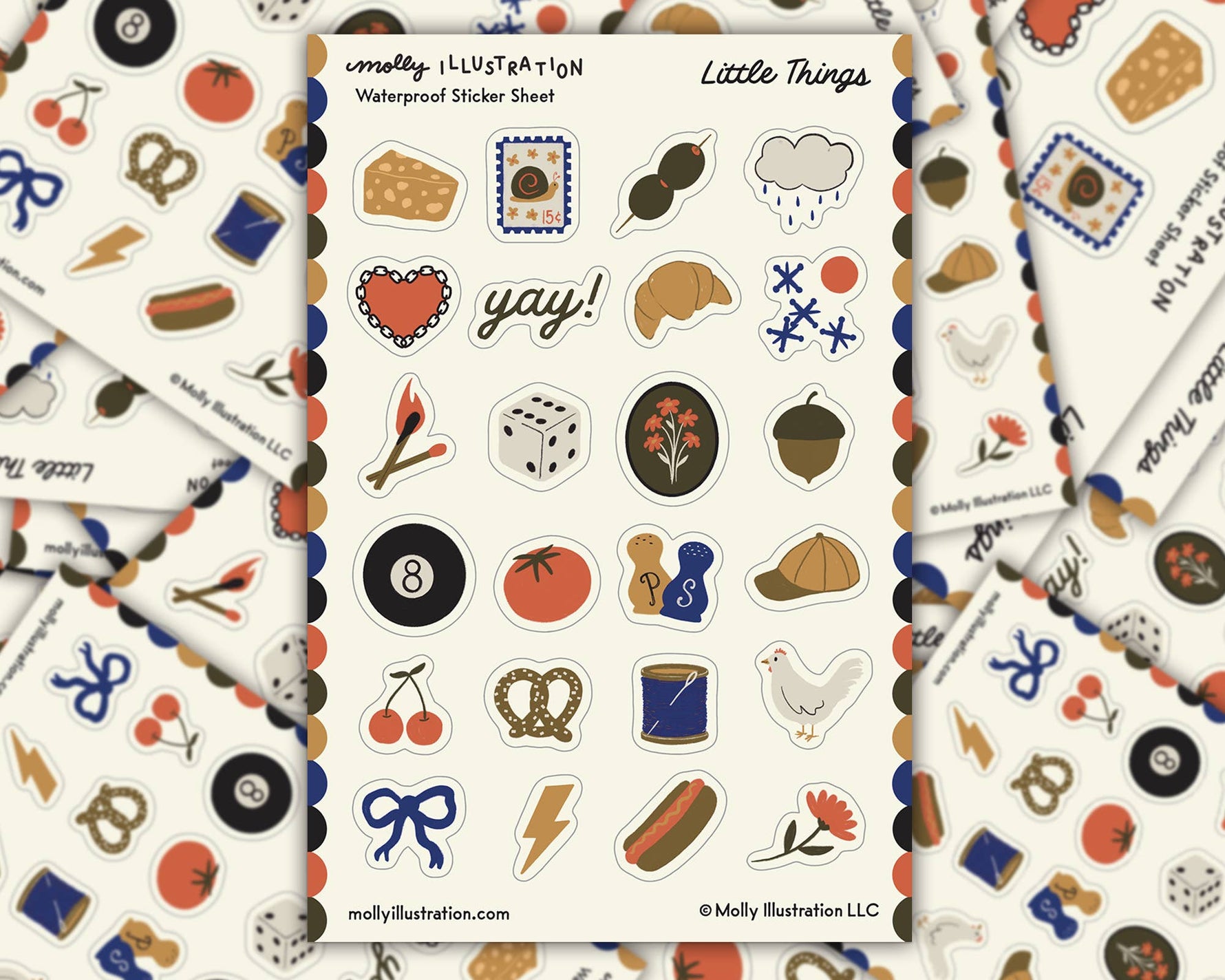 Little Things Illustrated Waterproof Vinyl Sticker Sheet