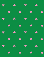 PREORDER TRINKETRY || Hearts Deep Verdant and Neon || Cotton Quilting Fabric