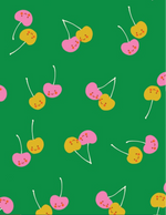 PREORDER TRINKETRY || Cherry Friends Deep Verdant || Cotton Quilting Fabric