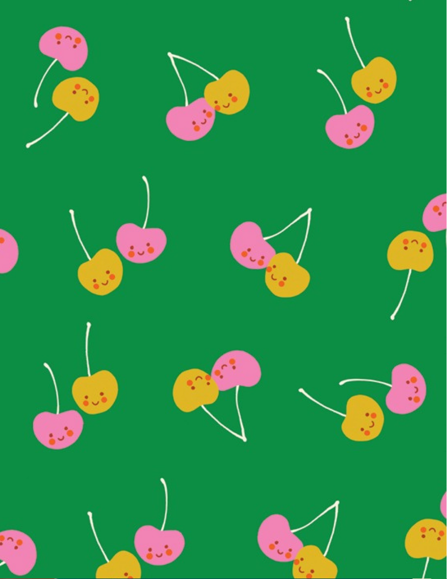 PREORDER TRINKETRY || Cherry Friends Deep Verdant || Cotton Quilting Fabric