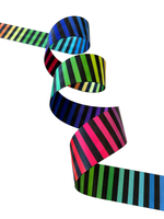 Black & Rainbow Stripe - 2in Webbing || HALF YARD