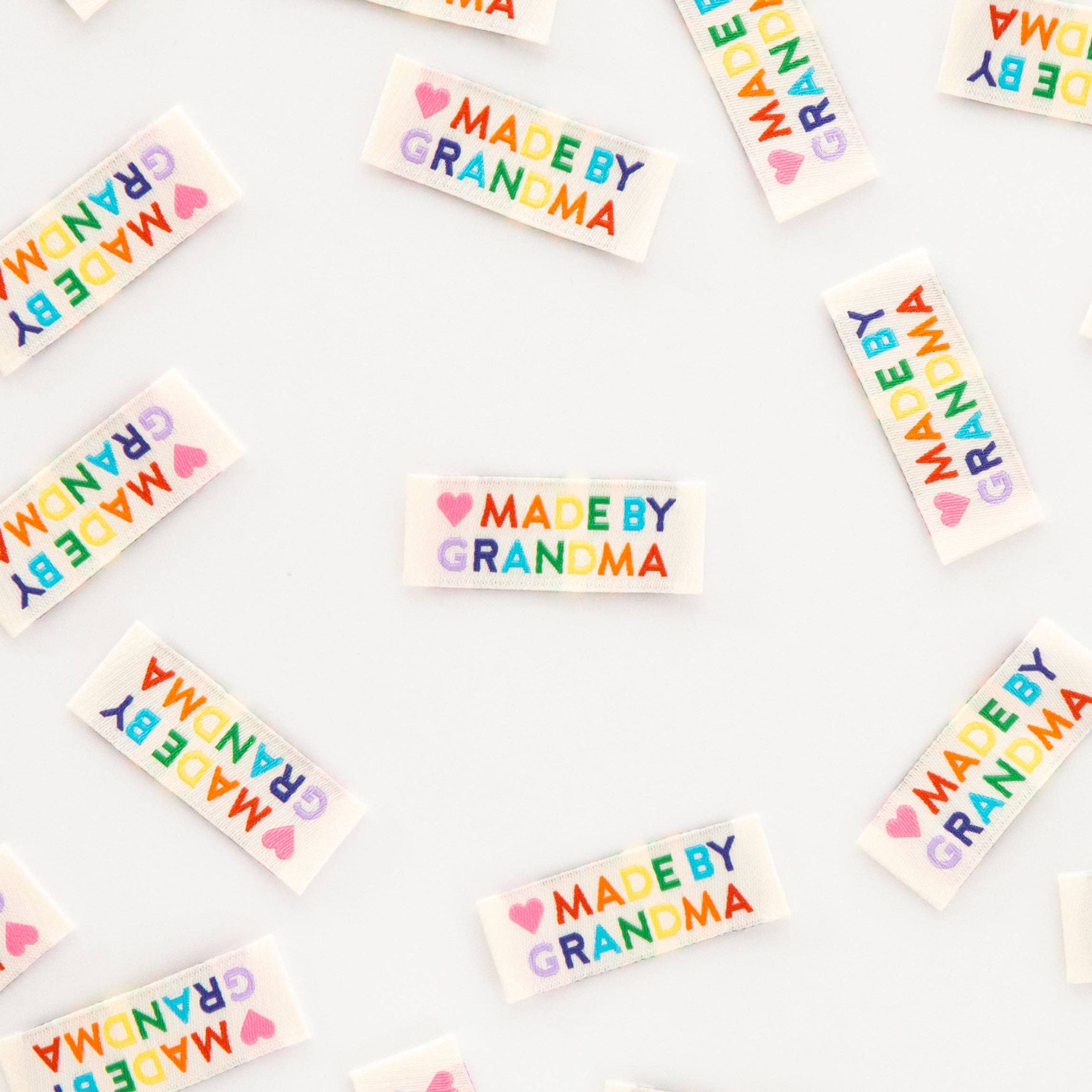 Made by Grandma Woven Sewing Labels Rainbow Colors