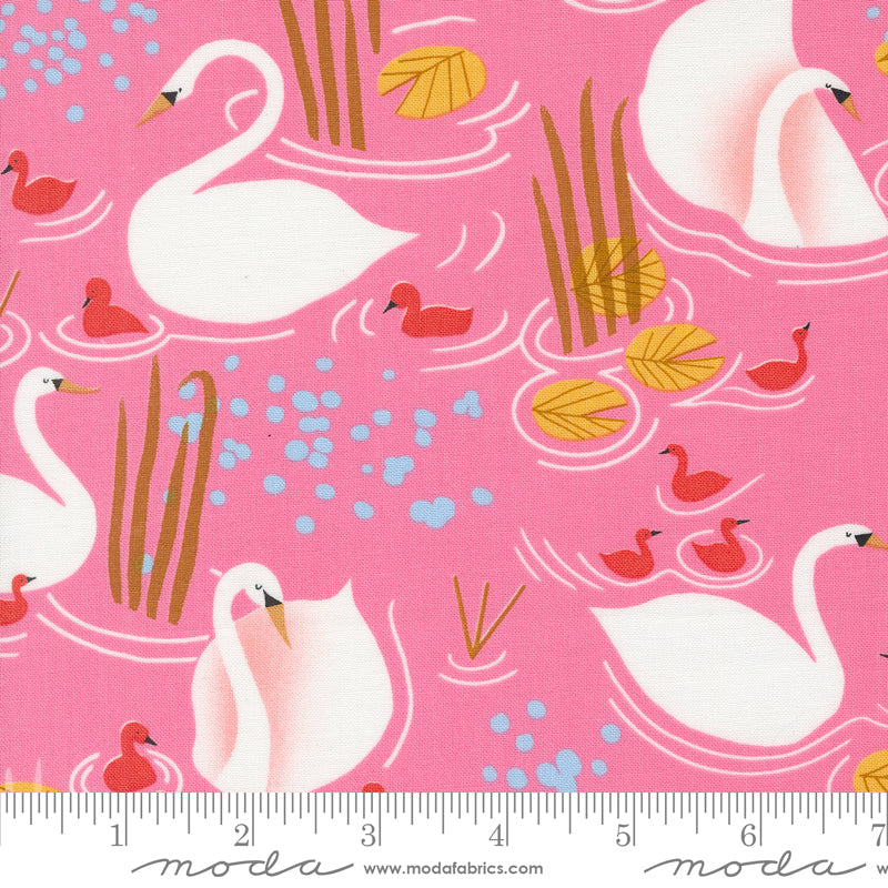 Love Letter || Swans Pink || Cotton Quilting Fabric