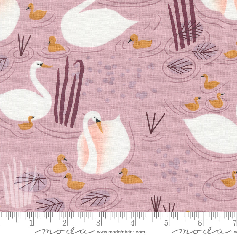 Love Letter || Swans Mauve || Cotton Quilting Fabric