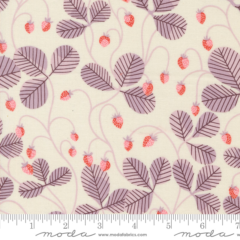 Love Letter || Strawberry Vines Eggshell || Cotton Quilting Fabric