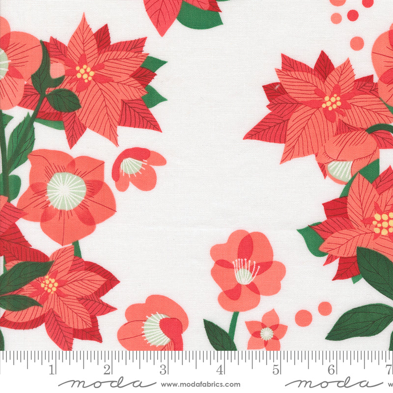 Tiny Christmas || Poinsettia Snow || Cotton Quilting Fabric