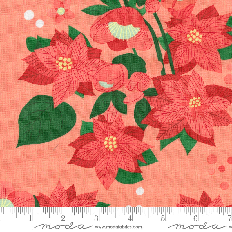 Tiny Christmas || Poinsettia Carnation || Cotton Quilting Fabric
