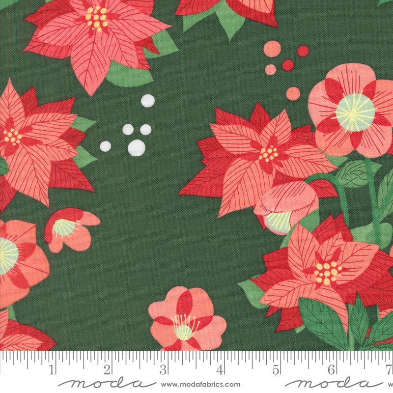 Tiny Christmas || Poinsettia Pine || Cotton Quilting Fabric