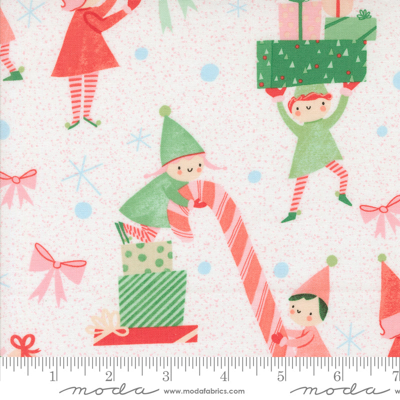 Tiny Christmas || Elves Snow || Cotton Quilting Fabric