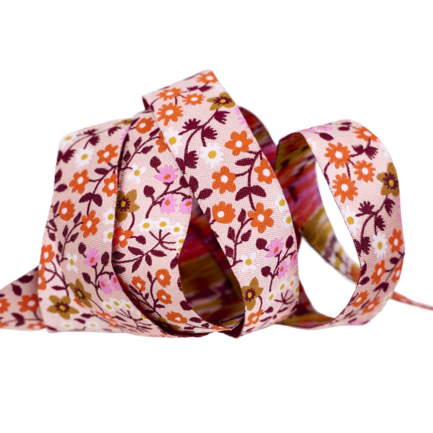 Strawberry - Clothesline Floral in Peach Cream - 7/8" width - by Kimberly Kight - BTY