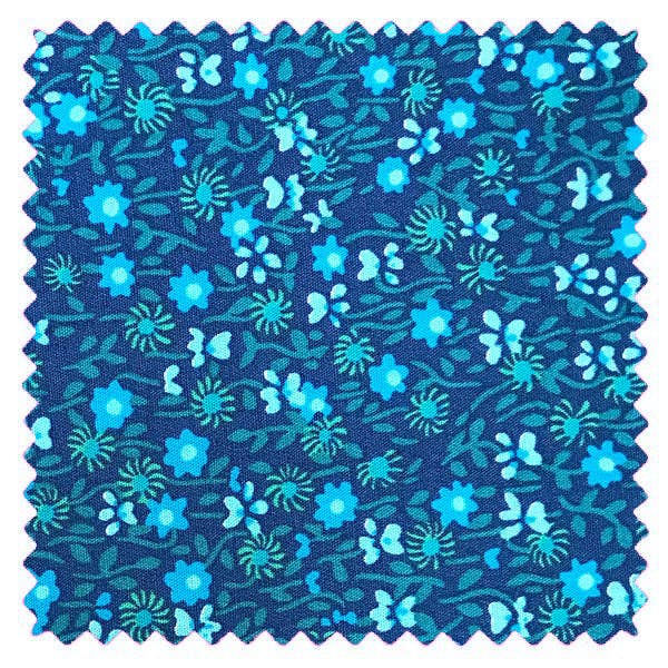 Indigo Flower Power cotton fabric: Flower Power indigo