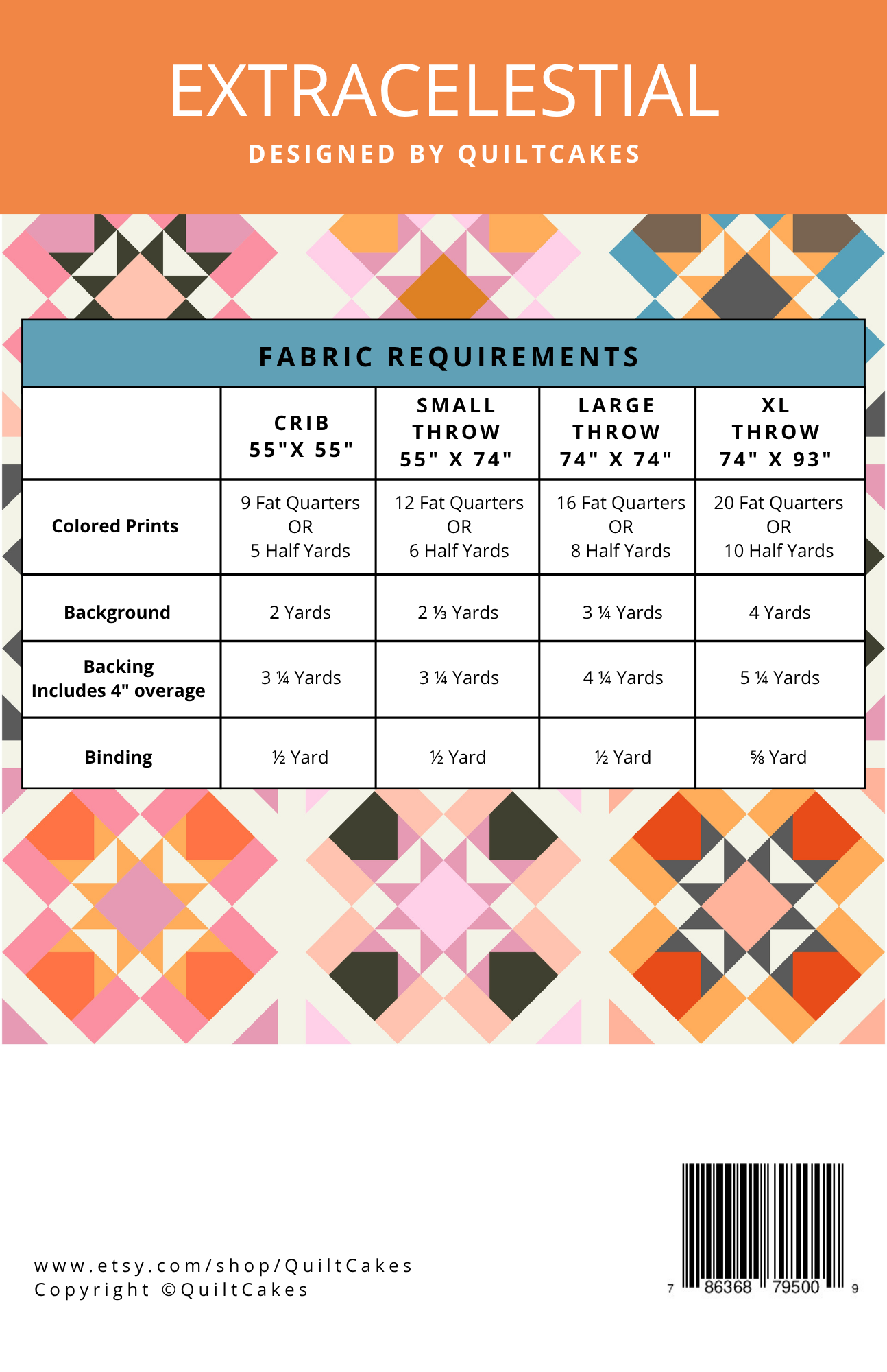 Extracelestial Quilt Pattern Printed