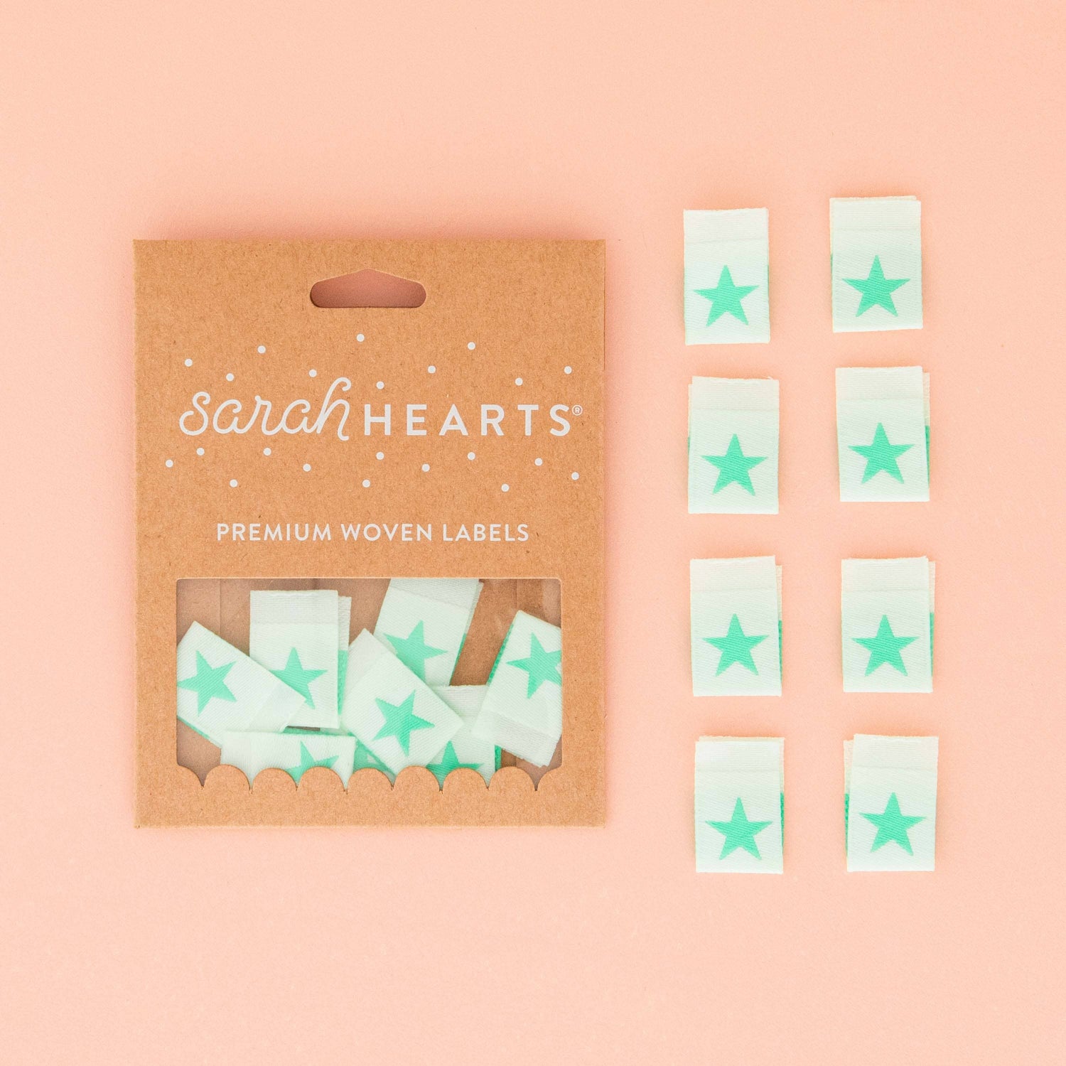 Mint Green Star Woven Sewing and Quilting Labels