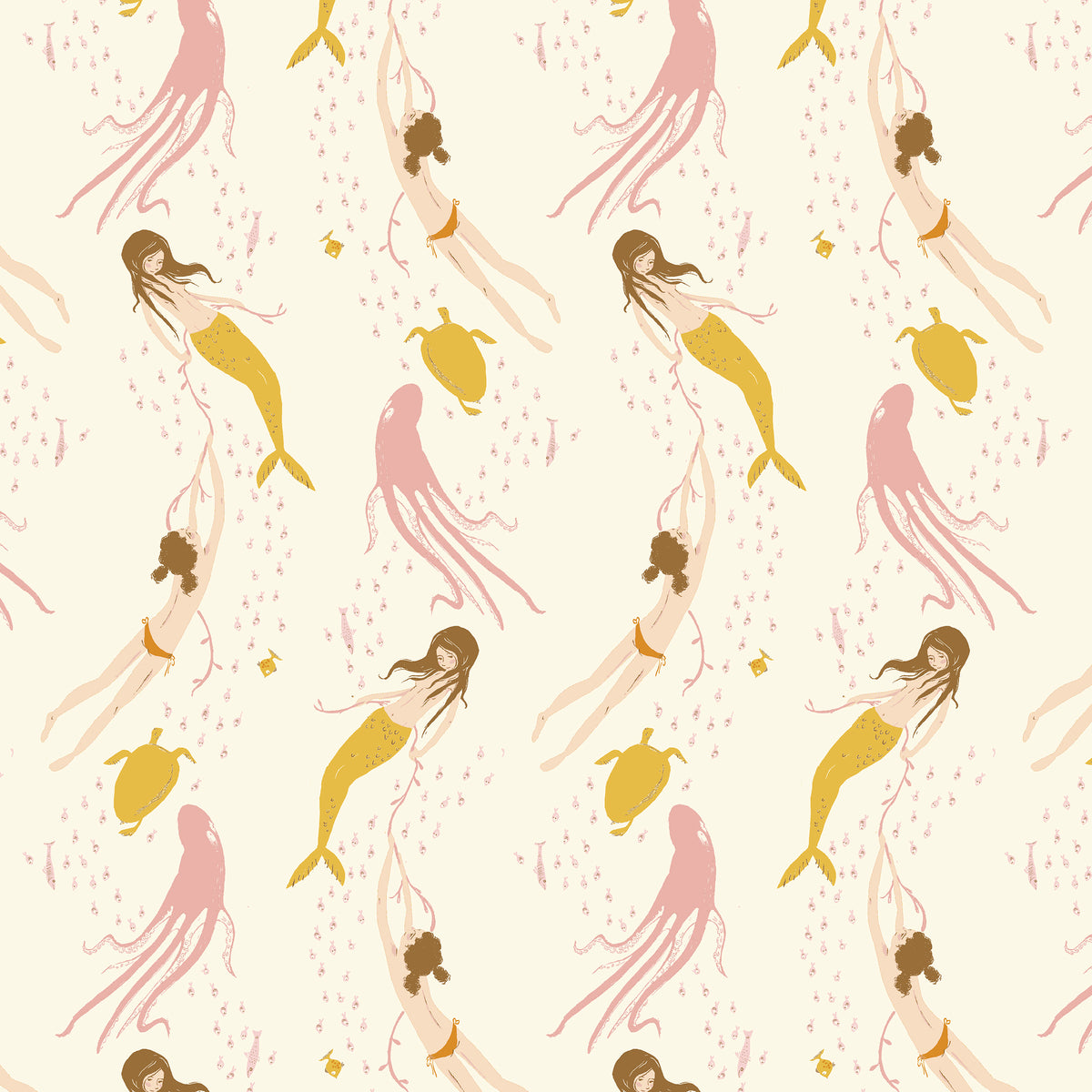 Heather Ross Favorites || Underwater Sisters Blush Pink || Cotton Quilting Fabric