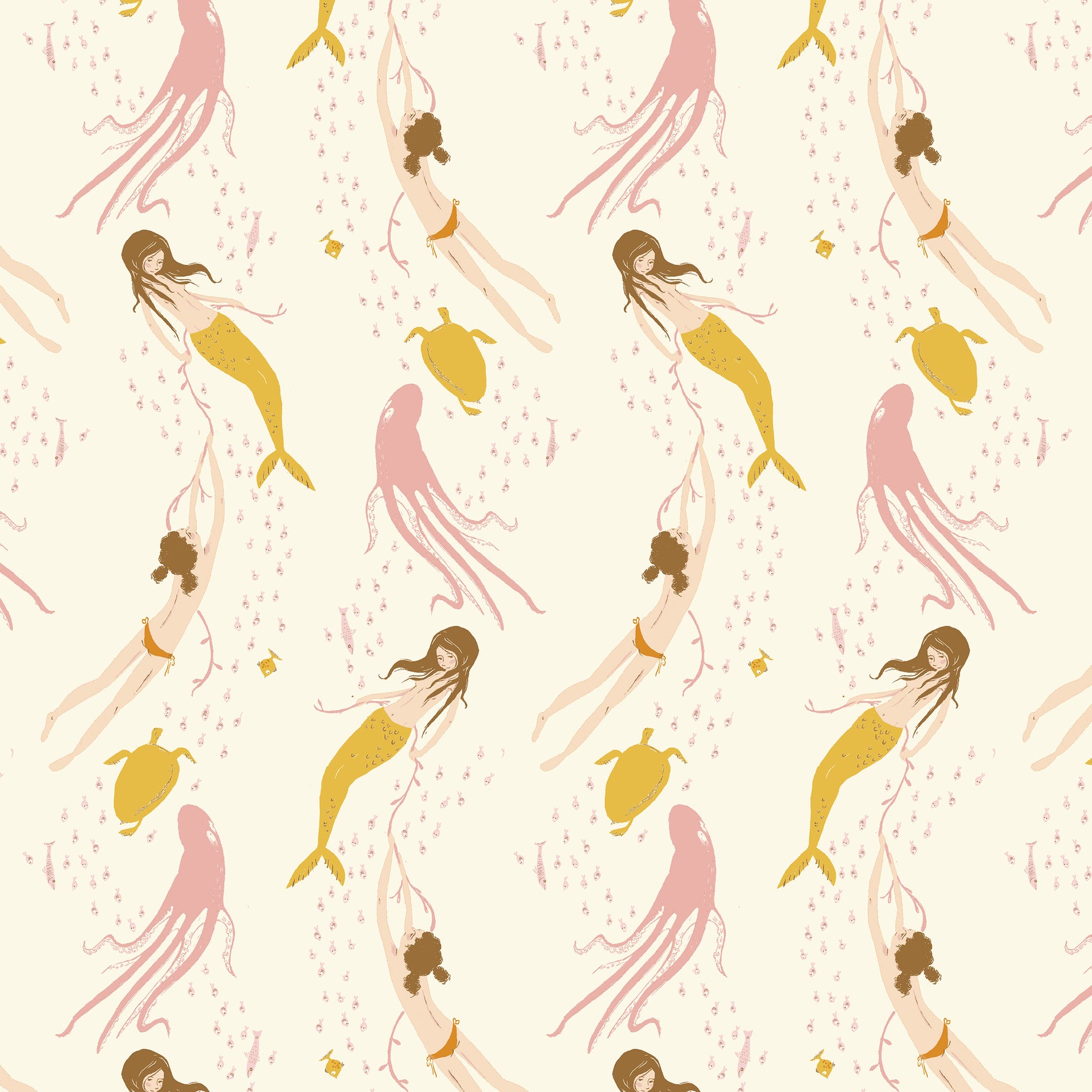 Heather Ross Favorites || Underwater Sisters Blush Pink || Cotton Quilting Fabric