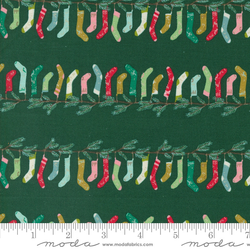 Cozy Wonderland || Stockings Pine || Cotton Quilting Fabric