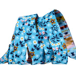 Strawberry - Clothesline Floral in Vintage Blue - 7/8" width - by Kimberly Kight - BTY