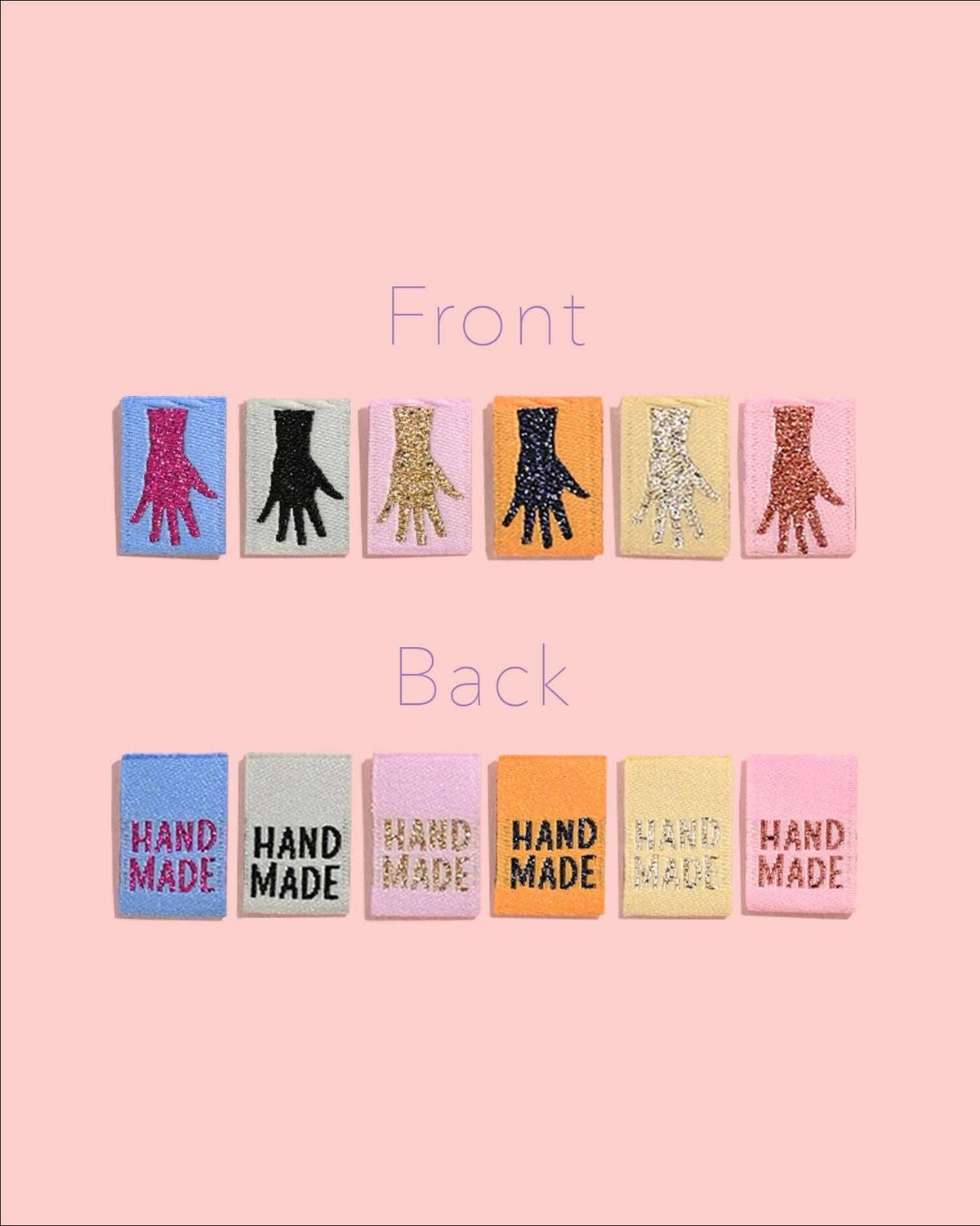 Metallic Mini Hands Woven Labels | 6 labels