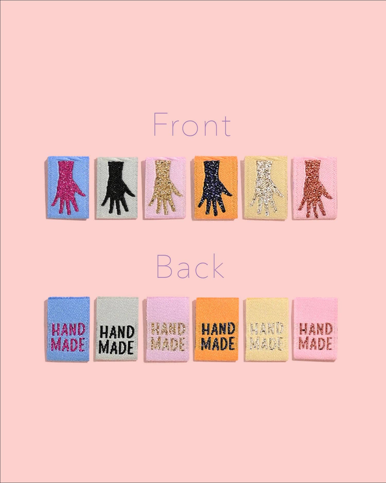Metallic Mini Hands Woven Labels | 6 labels