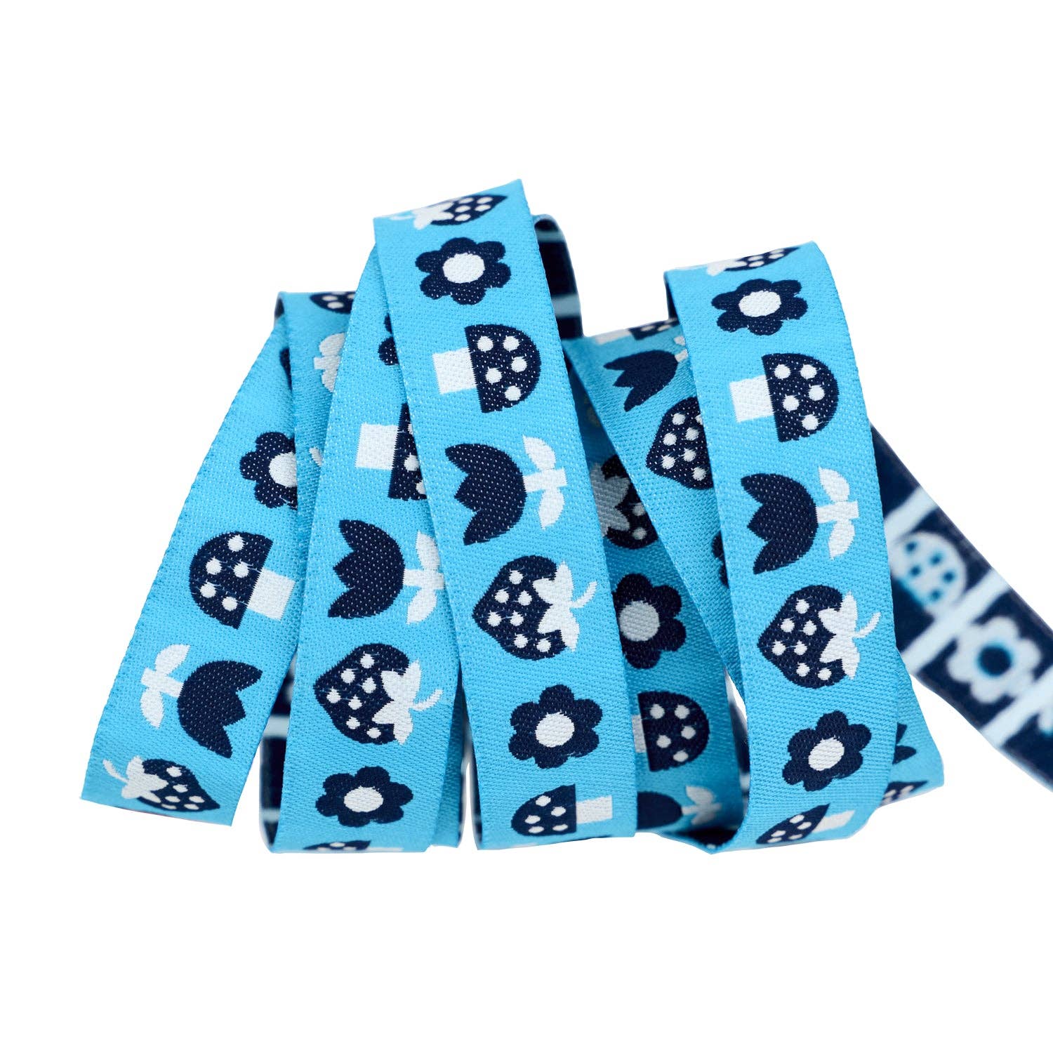 Strawberry - Strawbitties in Vintage Blue 5/8" width - by Kimberly Kight - BTY