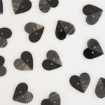 Large Two Toned Black Heart Buttons