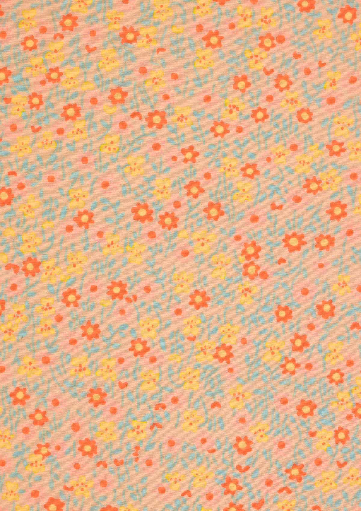 Flower Power white cotton coupon: Blanc / Flower Power blanc