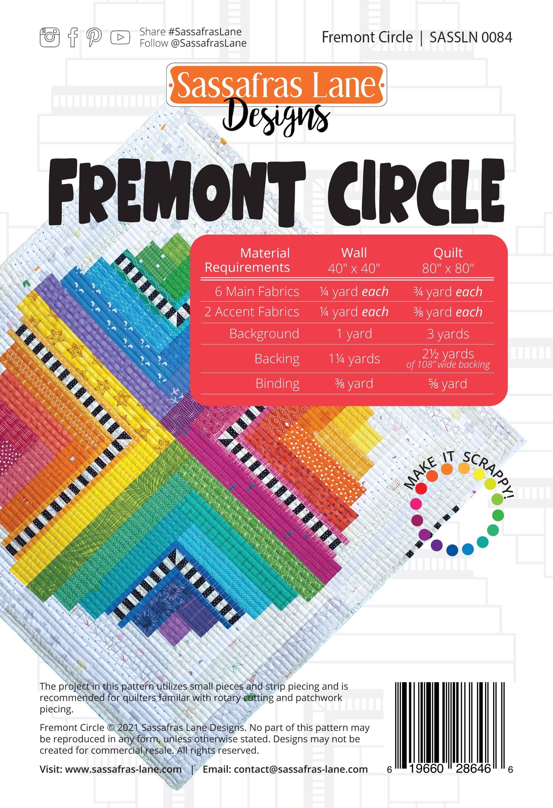 Fremont Circle Quilt Pattern: Paper Pattern