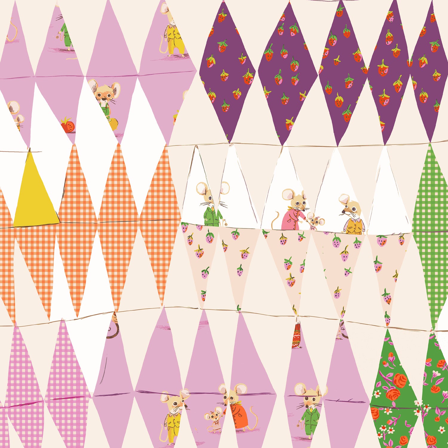 PREORDER Heather Ross Favorites || Trixie Collage Blush || Cotton Quilting Fabric