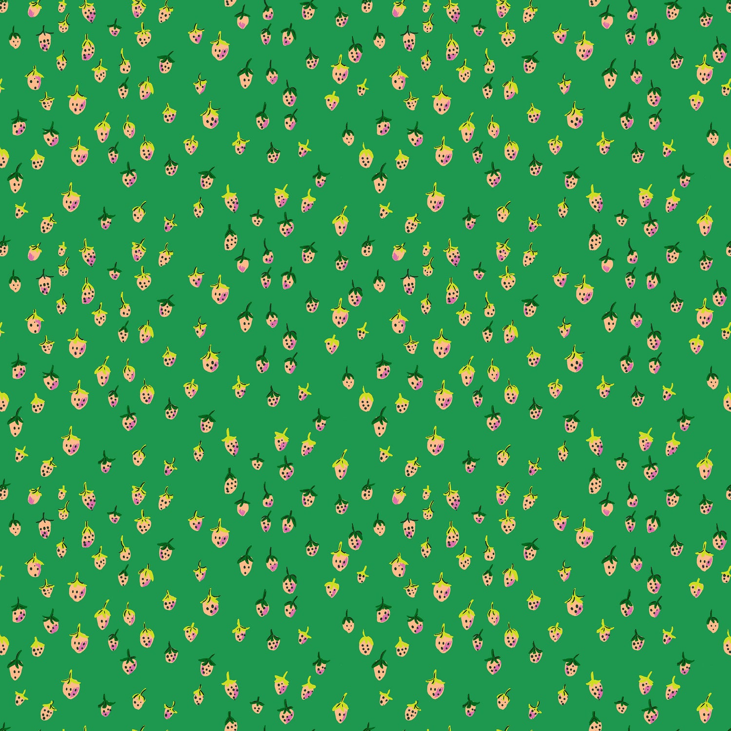 PREORDER Heather Ross Favorites || Field Strawberries Jade || Cotton Quilting Fabric