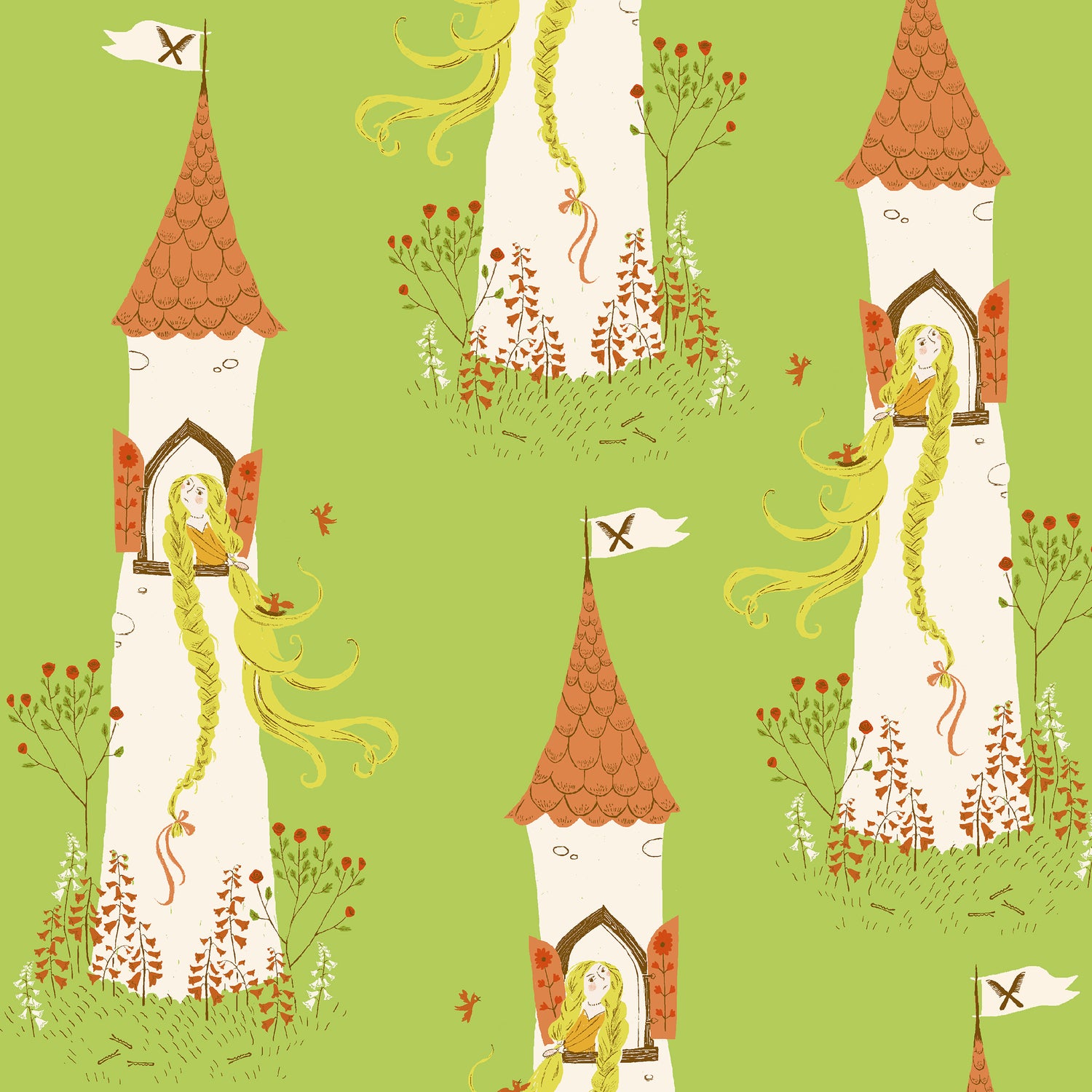 PREORDER Heather Ross Favorites || Rapunzel Green || Cotton Quilting Fabric