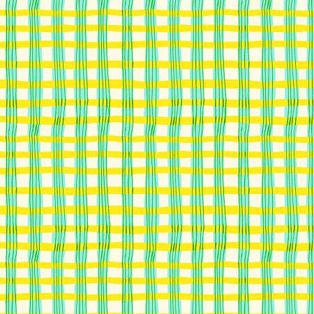 Lucky Rabbit || Yellow Painted Plaid || Cotton Quilting Fabric || Half Yard