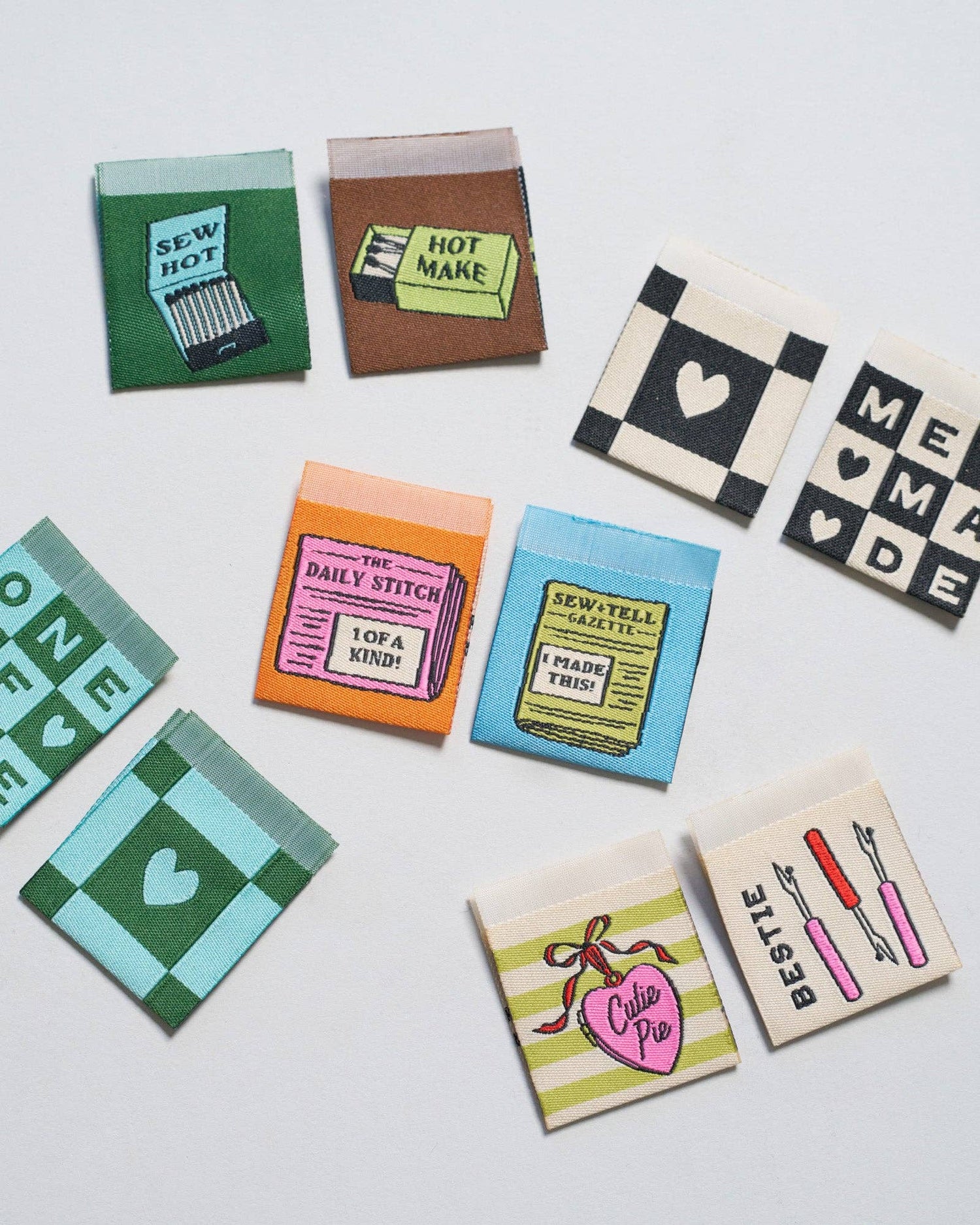 Newspaper Square Garment Labels: Multi Set of 6