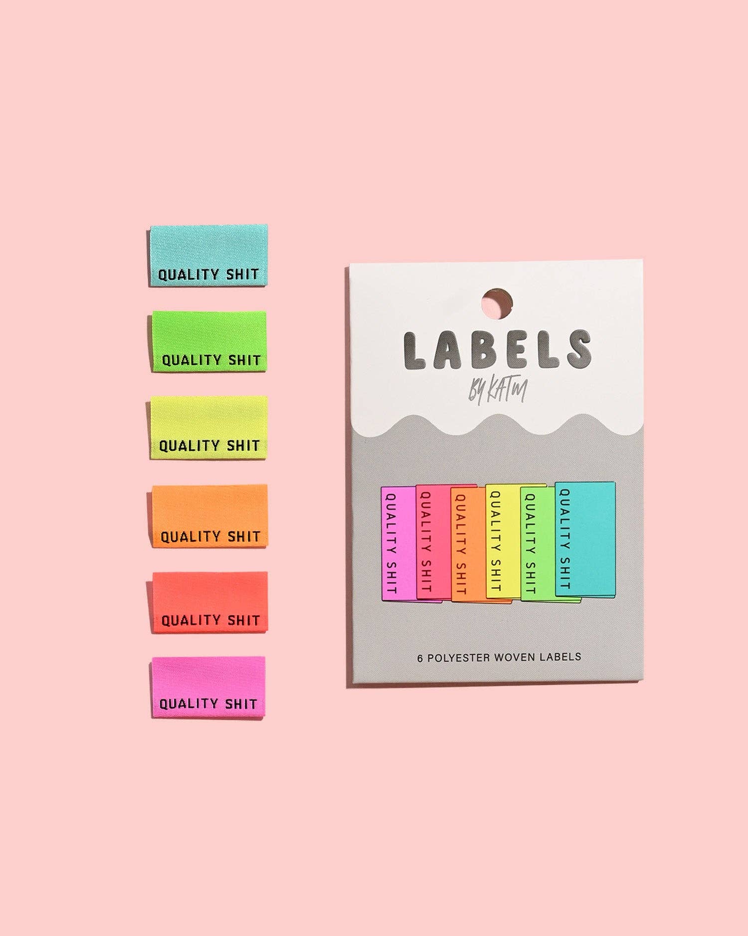Quality Shit Woven Labels (Neon) | 6 labels