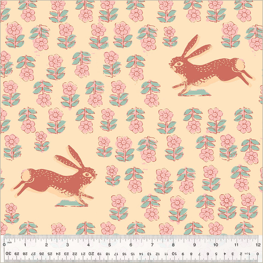 PREORDER 108" Meadows Rabbit Blush || Cotton Quilting Fabric || Half Yard