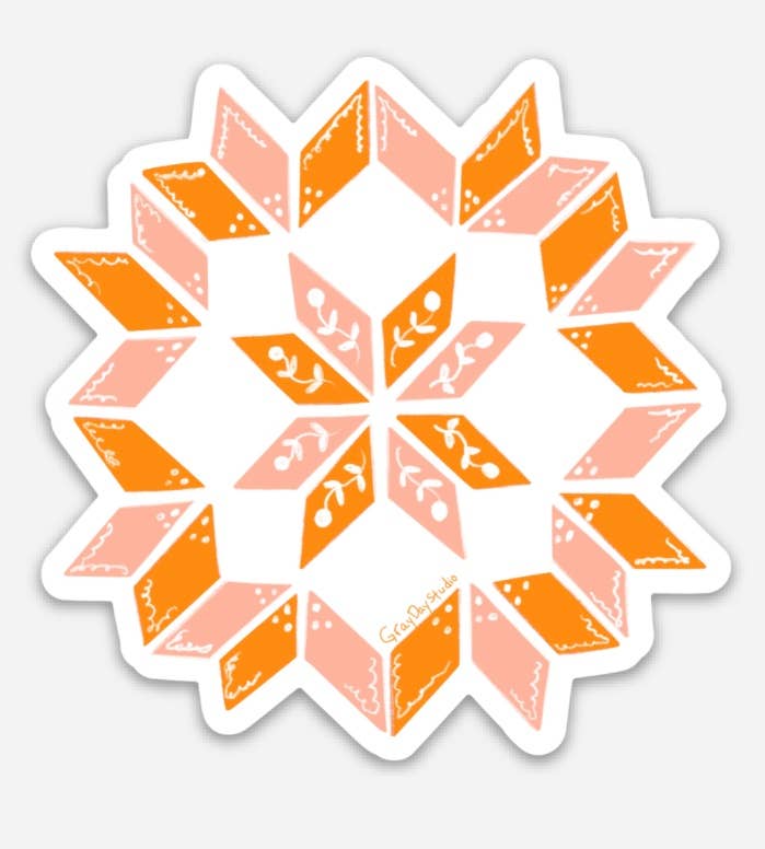 Pink and Orange Quilt Sticker by Gray Day Studio
