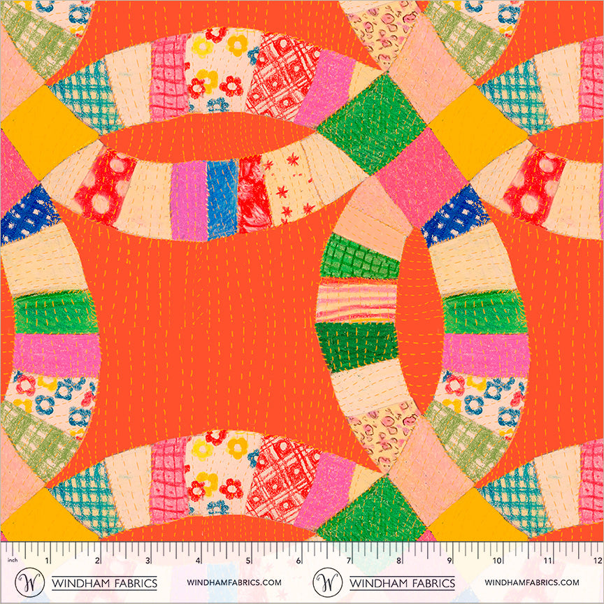 PREORDER Heather Ross Boat Race || Double Wedding Rings Red || Cotton Quilting Fabric