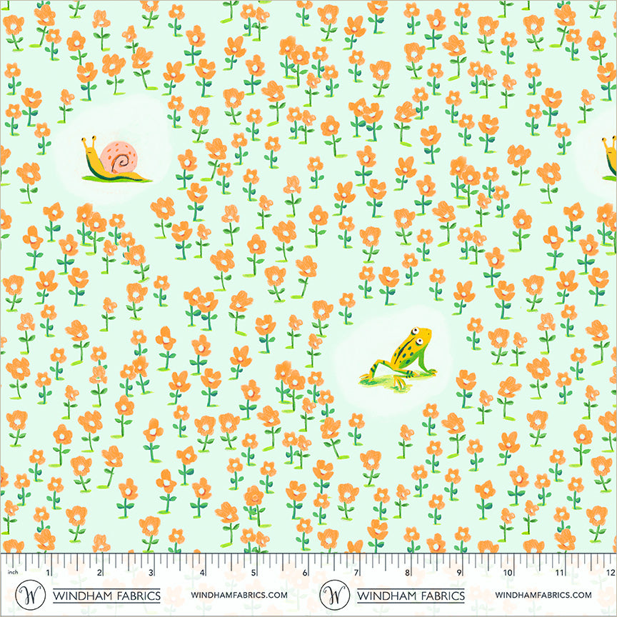 PREORDER Heather Ross Boat Race || Critters Aqua || Cotton Quilting Fabric
