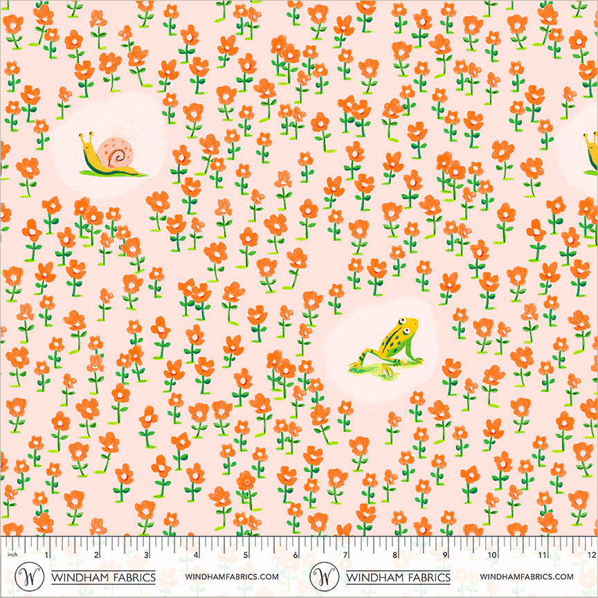 PREORDER Heather Ross Boat Race || Critters Pink || Cotton Quilting Fabric