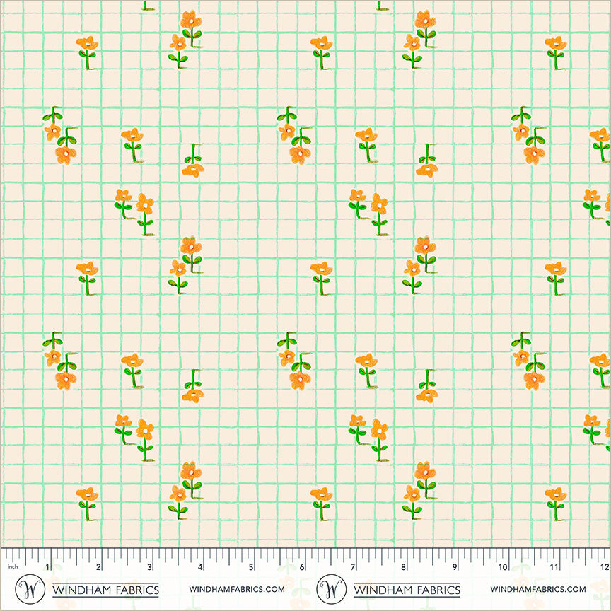 PREORDER Heather Ross Boat Race || Trellis Aqua || Cotton Quilting Fabric