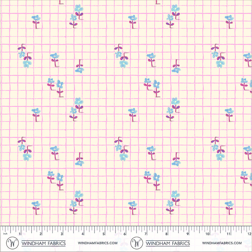 PREORDER Heather Ross Boat Race || Trellis Hot Pink || Cotton Quilting Fabric