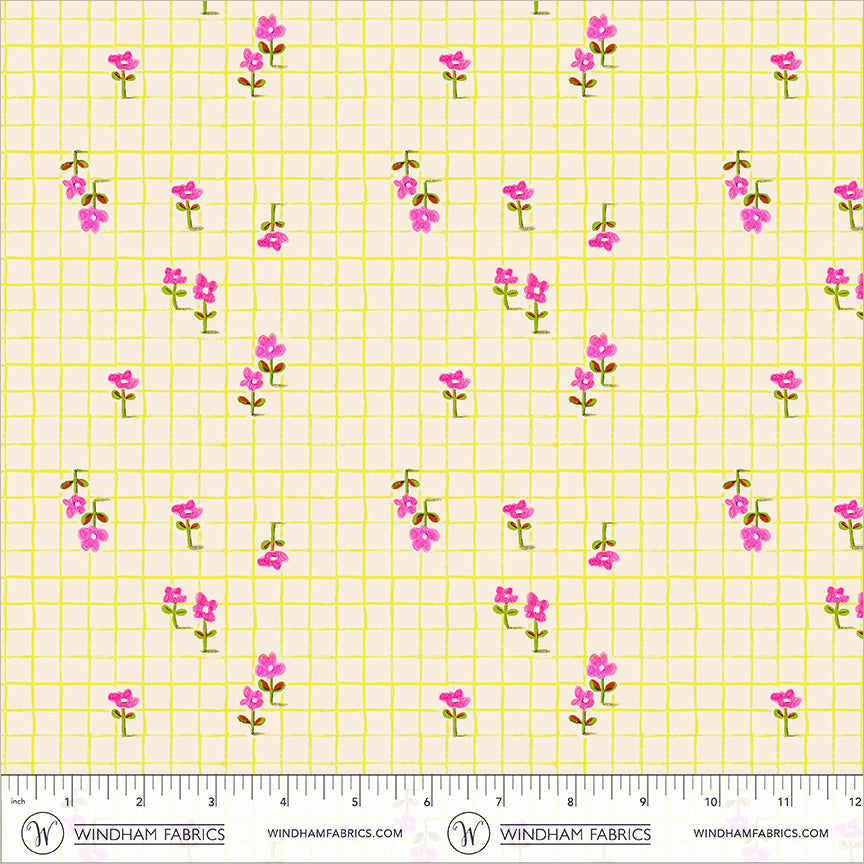 PREORDER Heather Ross Boat Race || Trellis Yellow || Cotton Quilting Fabric