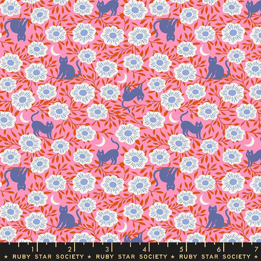 BACKYARD || Hiding Cat Flamingo || Cotton Quilting Fabric || Half Yard