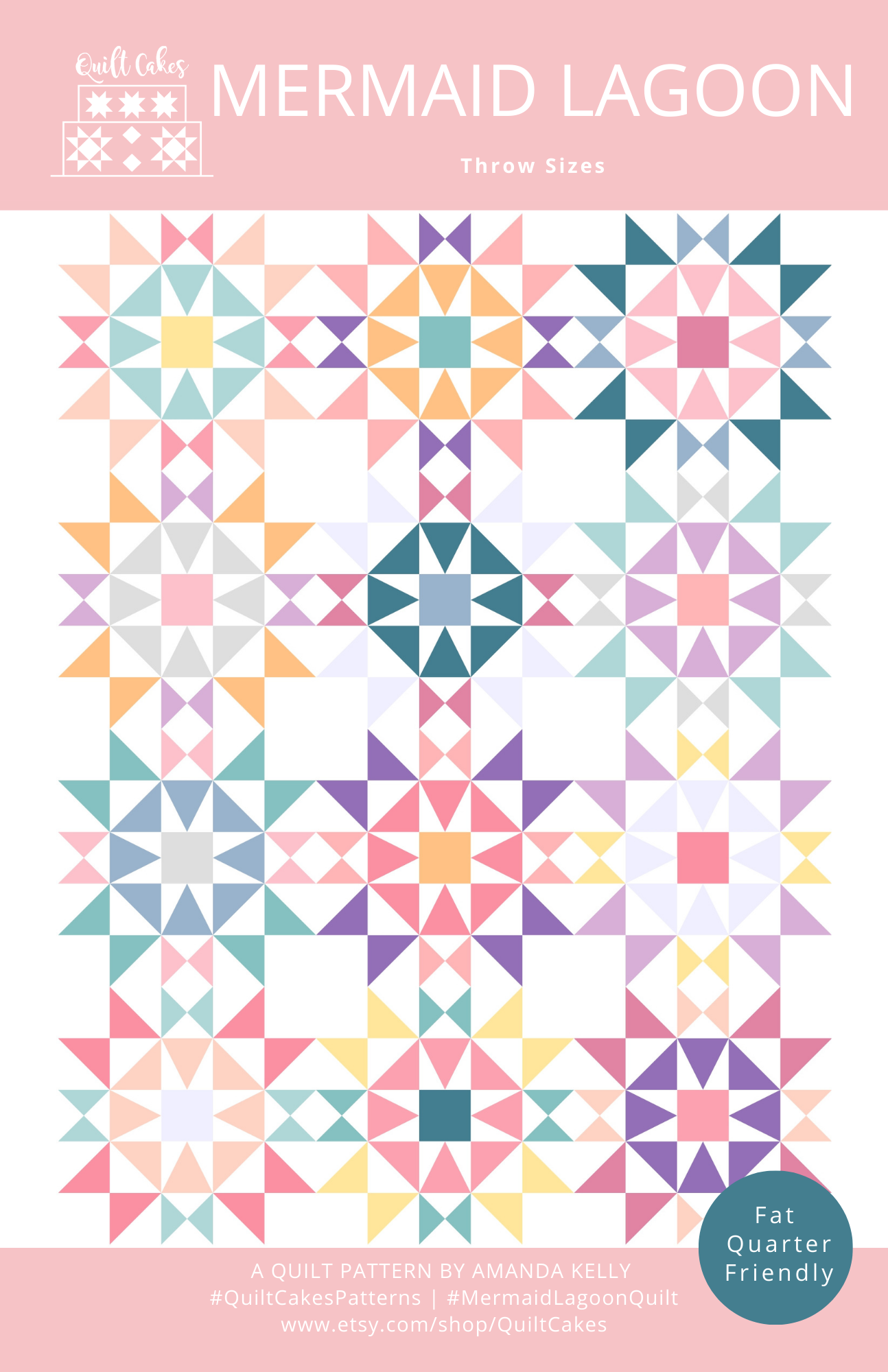 Mermaid Lagoon Quilt Pattern Printed