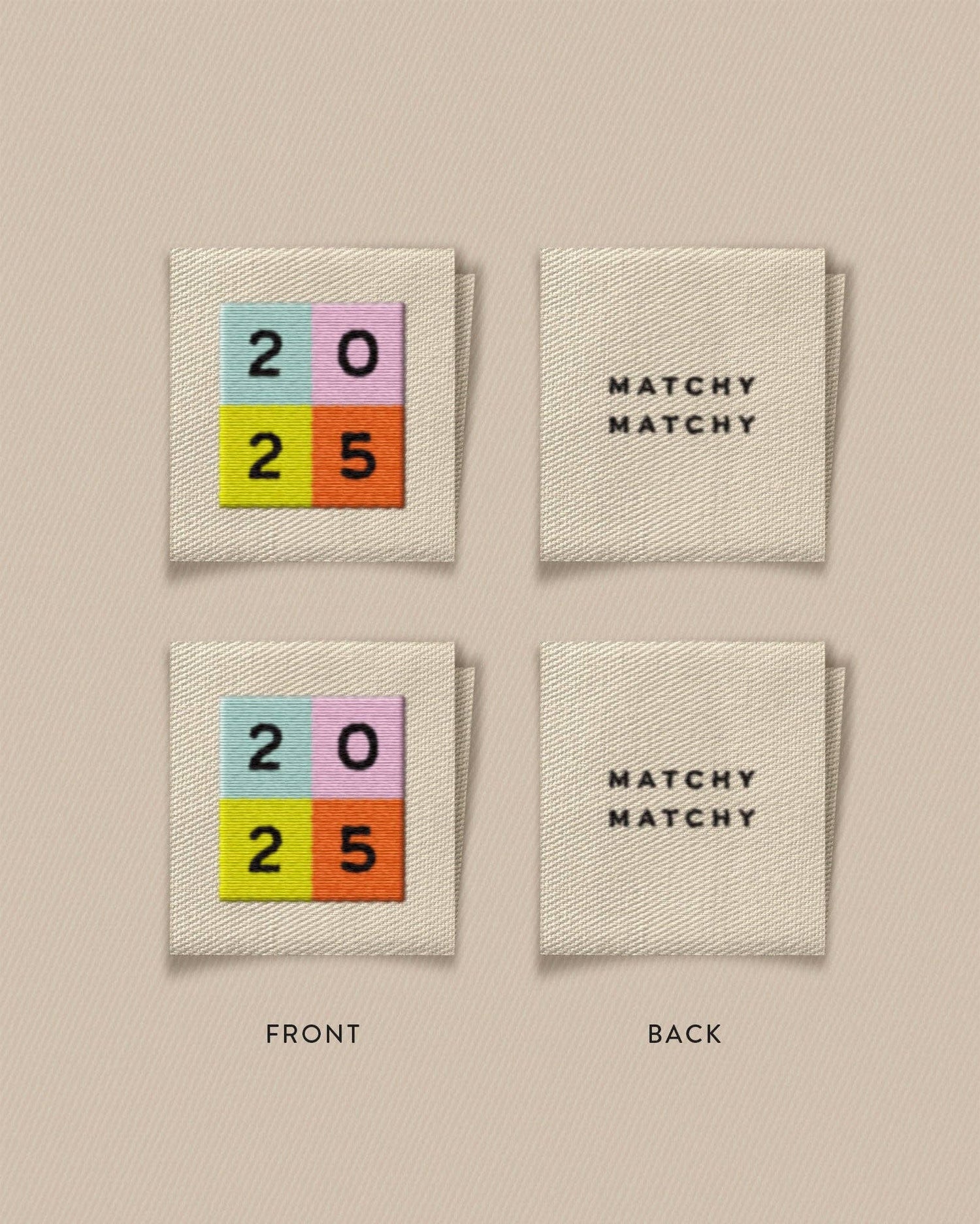 2025 Rainbow Square Garment Labels: Set of8