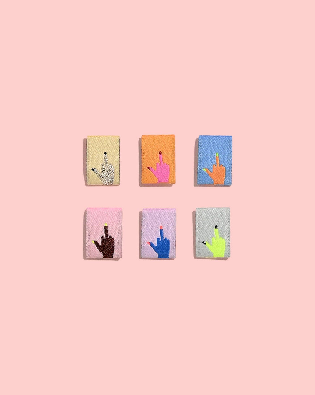 Middle Finger Mini Hands Woven Labels | 6 labels