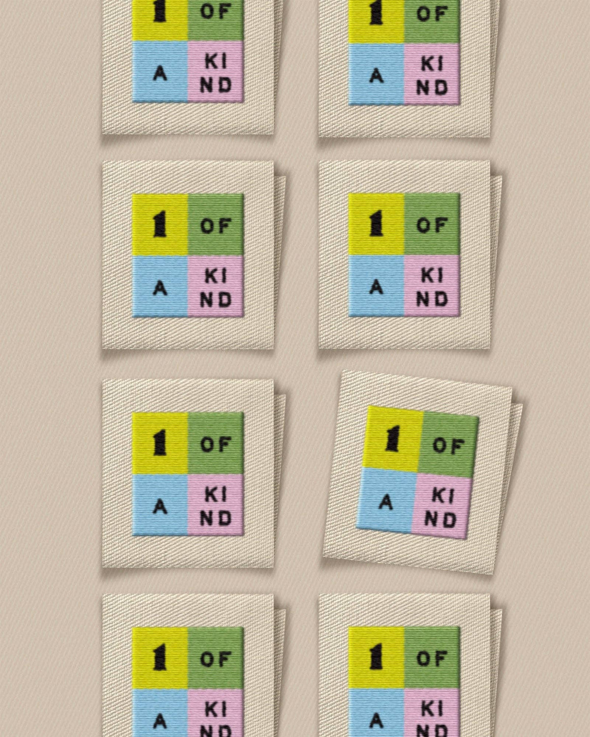 One of a Kind Rainbow Square Garment Labels: Set of 8