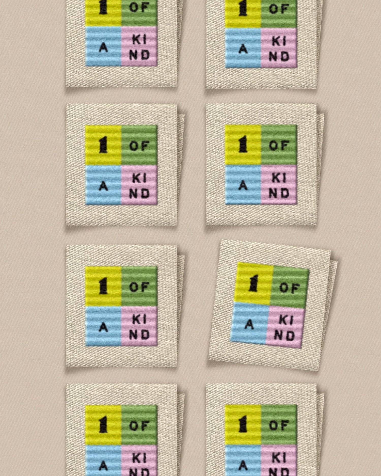 One of a Kind Rainbow Square Garment Labels: Set of 8