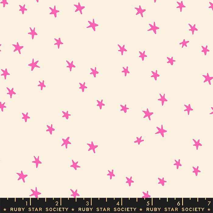 STARRY || Neon Pink || Cotton Quilting Fabric