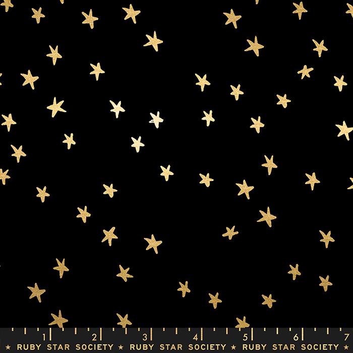 STARRY || Black Gold || Cotton Quilting Fabric